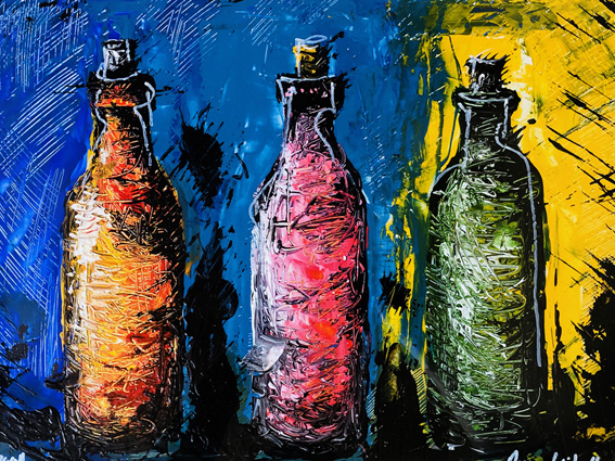 01. Flaschen Abstrakt - Acryl auf Pappe - 40 x 50 cm - 2004