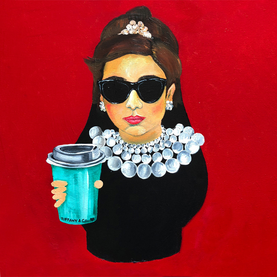 01. Audrey Hepburn & Coffee - Öl auf Leinwand - 50 x 50 cm - 2018